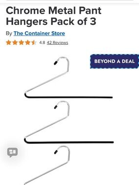 ***8 Hangers - The Container Store Chrome and Black Metal Pant Hangers